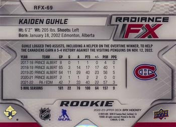 2022-23 SPx #RFX-69 Kaiden Guhle Radiance FX Blue #/399