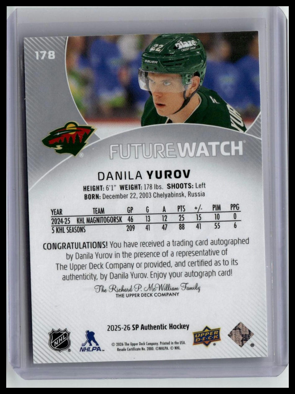 2025-26 SP Authentic #178 Danila Yurov #/999