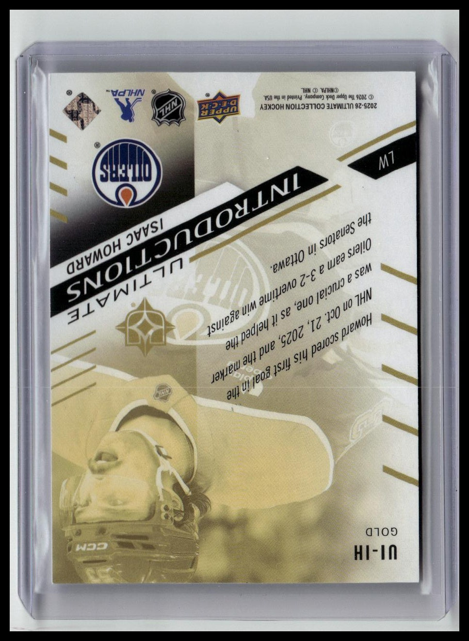 2025-26 UD Ultimate #UI-IH Isaac Howard Ultimate Introductions Gold #/25