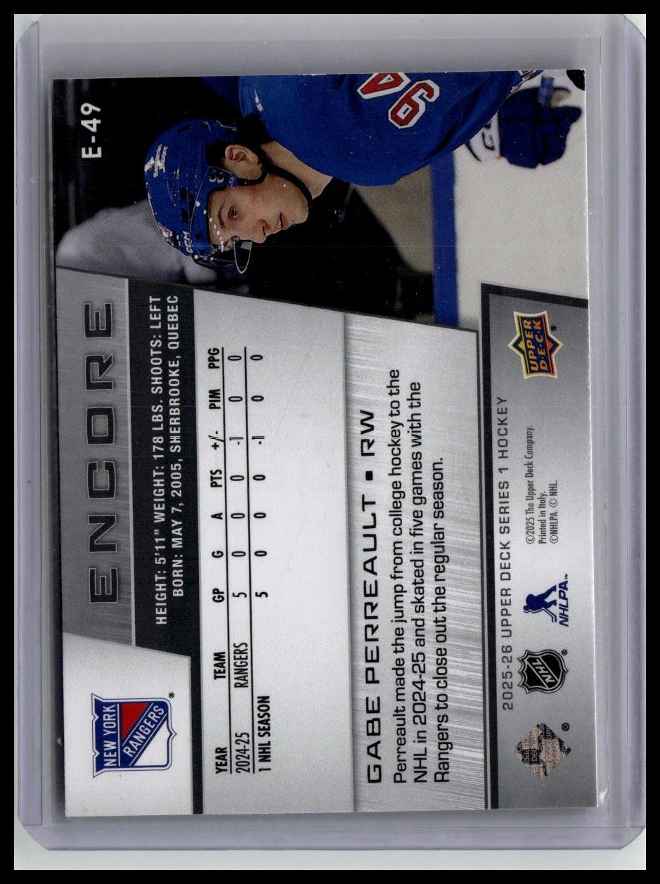 2025-26 Upper Deck #E-49 Gabe Perreault Encore