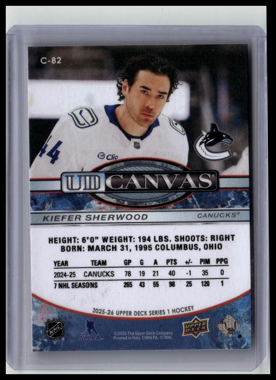 2025-26 Upper Deck #C-82 Kiefer Sherwood UD Canvas