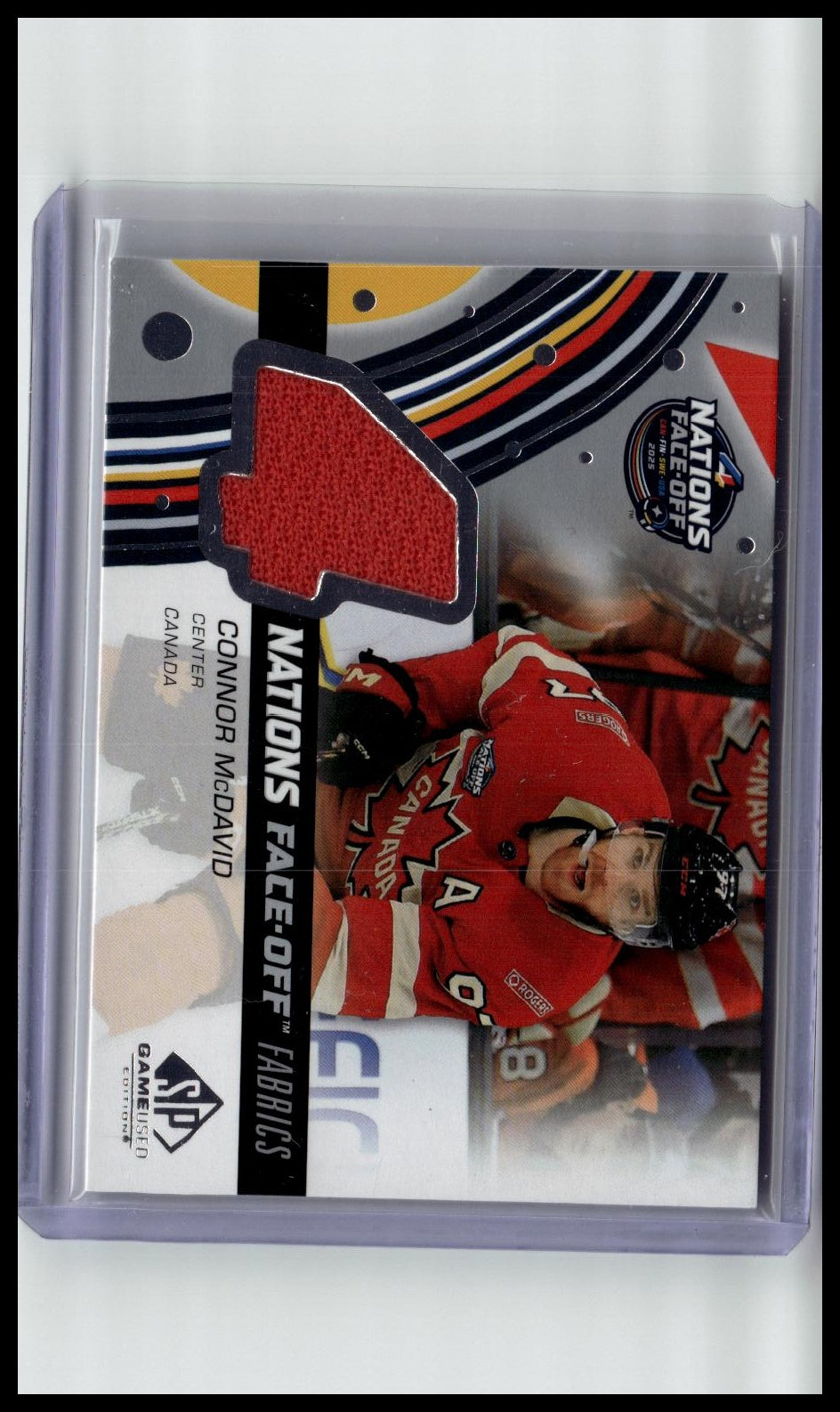 2025-26 SP Game Used #4N-MC Connor McDavid 4 Nations Face-Off Fabrics