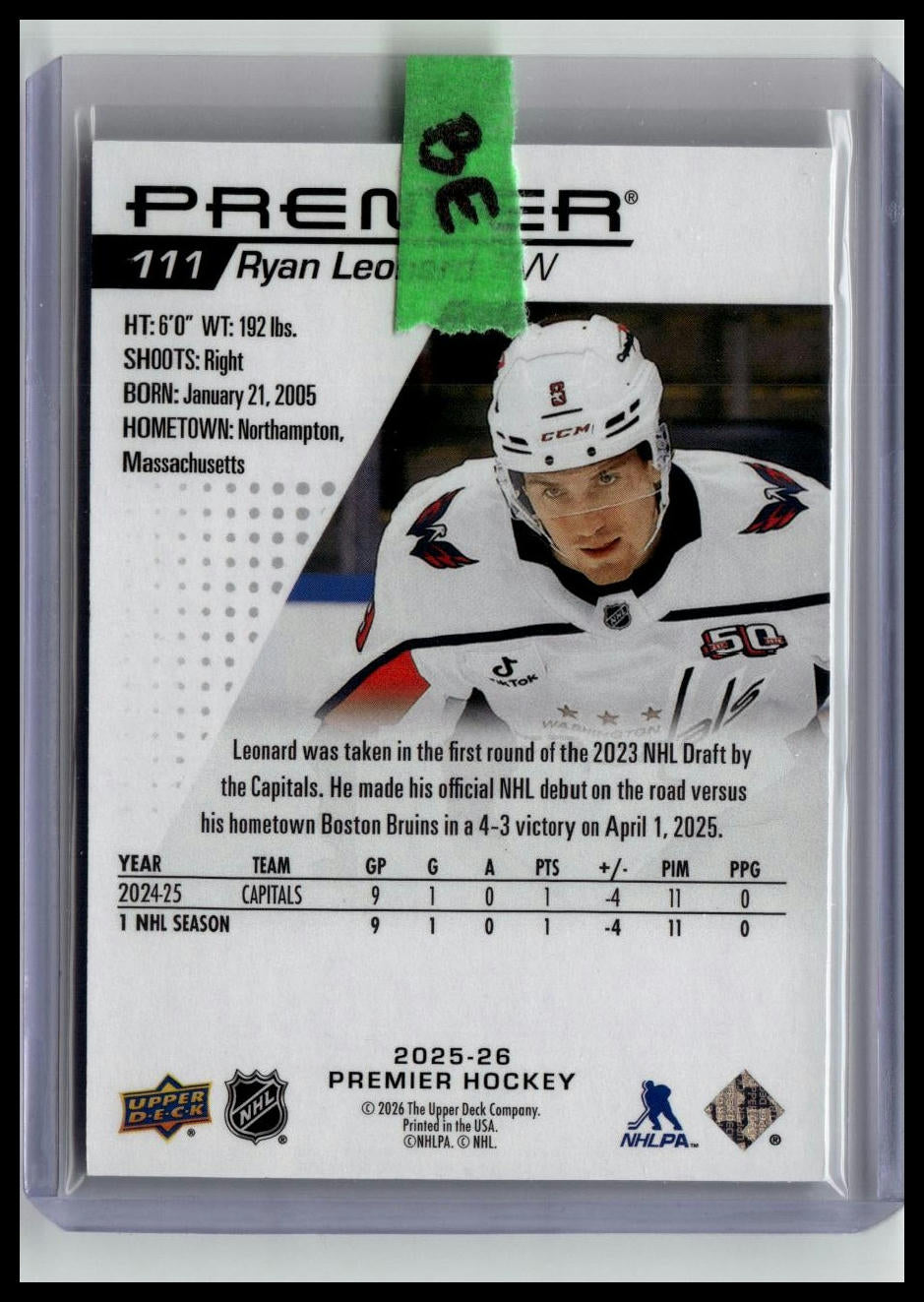 2025-26 Upper Deck Premier #111 Ryan Leonard #/399