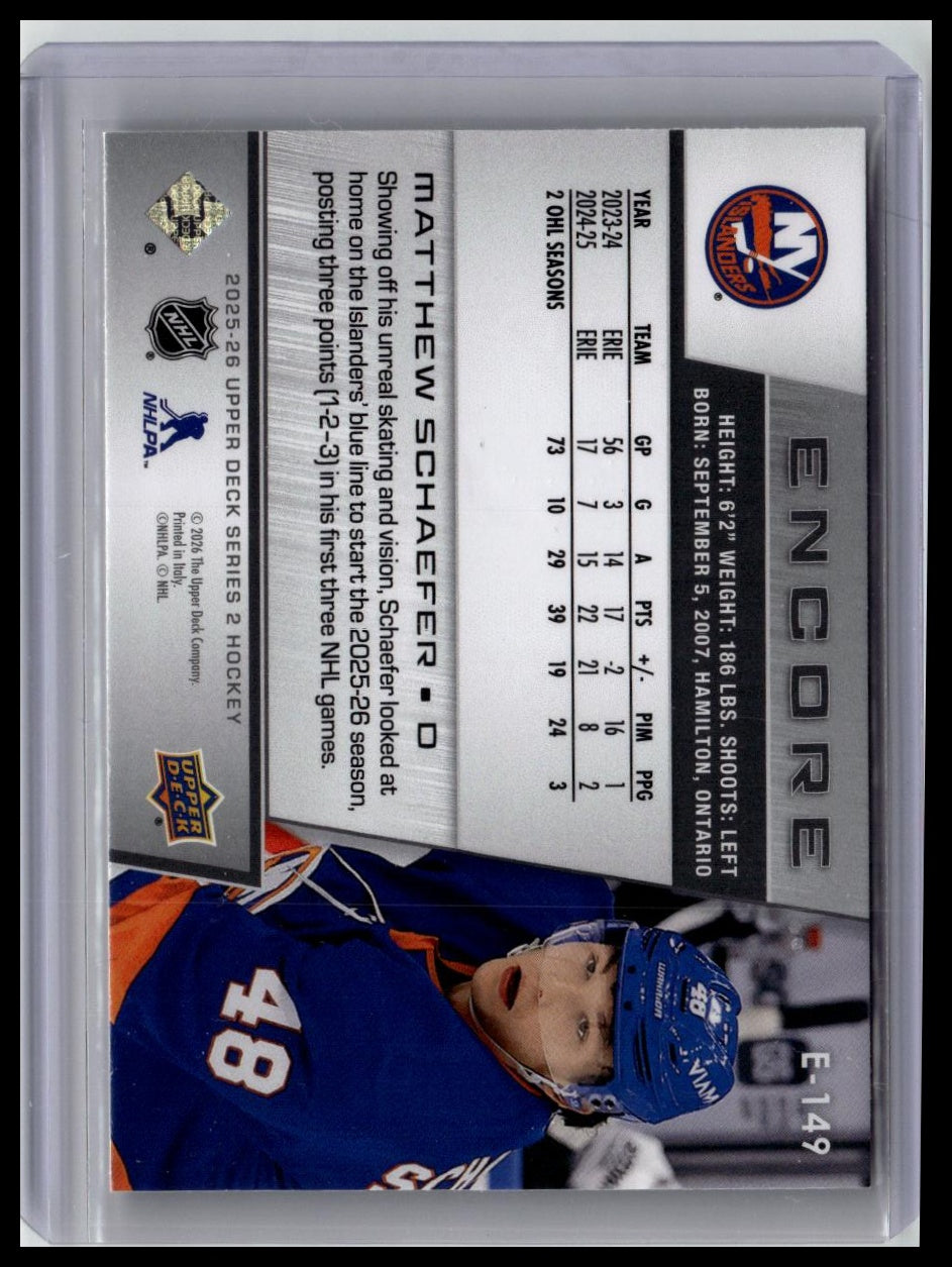 2025-26 Upper Deck #E-149 Matthew Schaefer Encore