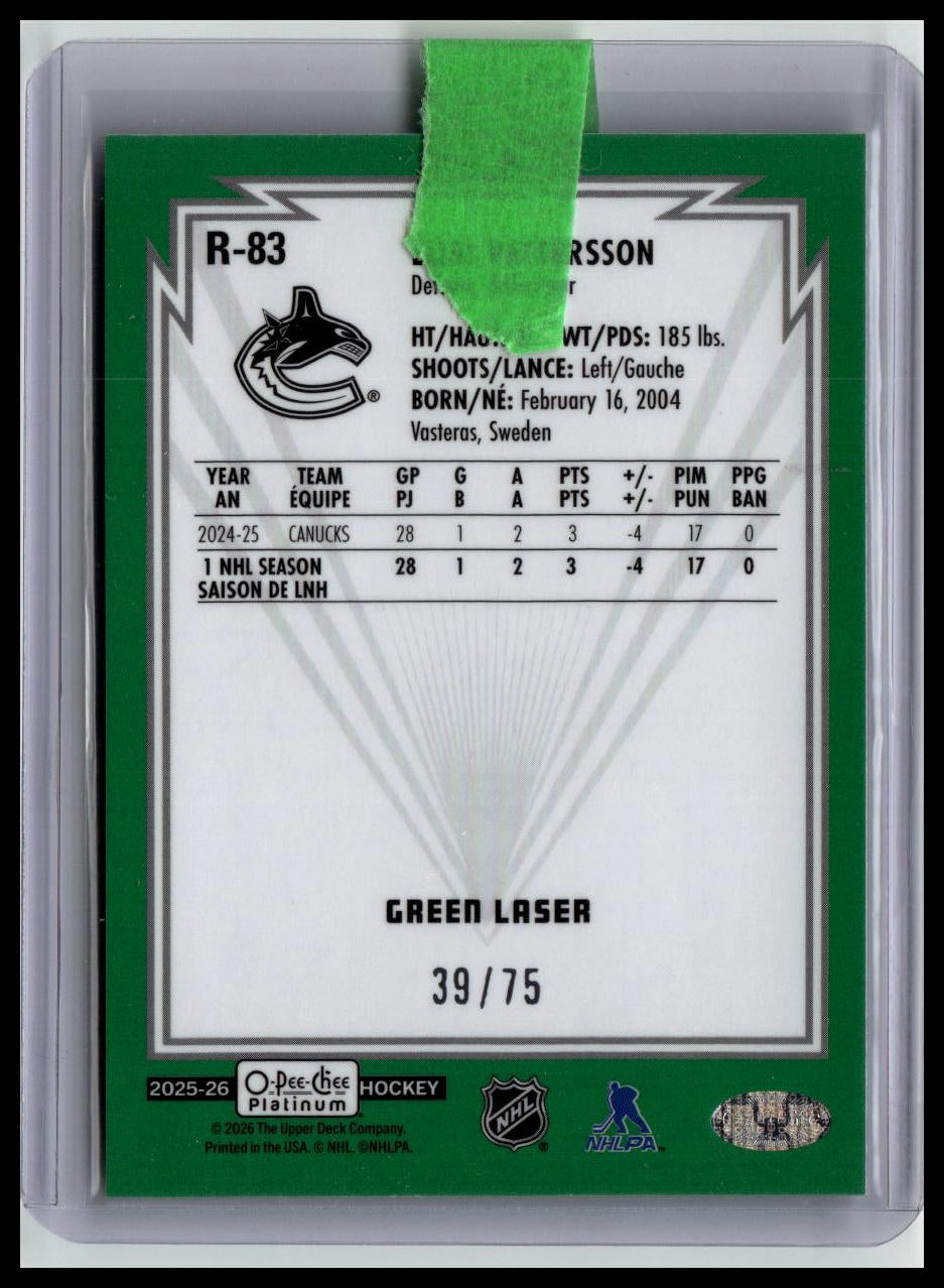 2025-26 O-Pee-Chee Platinum #R-83 Elias Pettersson Retro Green Laser #/75