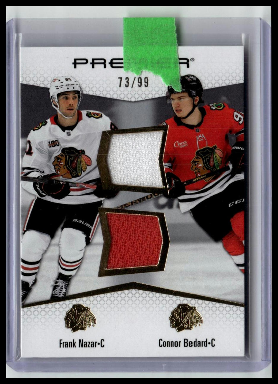 2025-26 Upper Deck Premier #PD-NB Bedard / Nazar Premier Dual Jerseys #/99