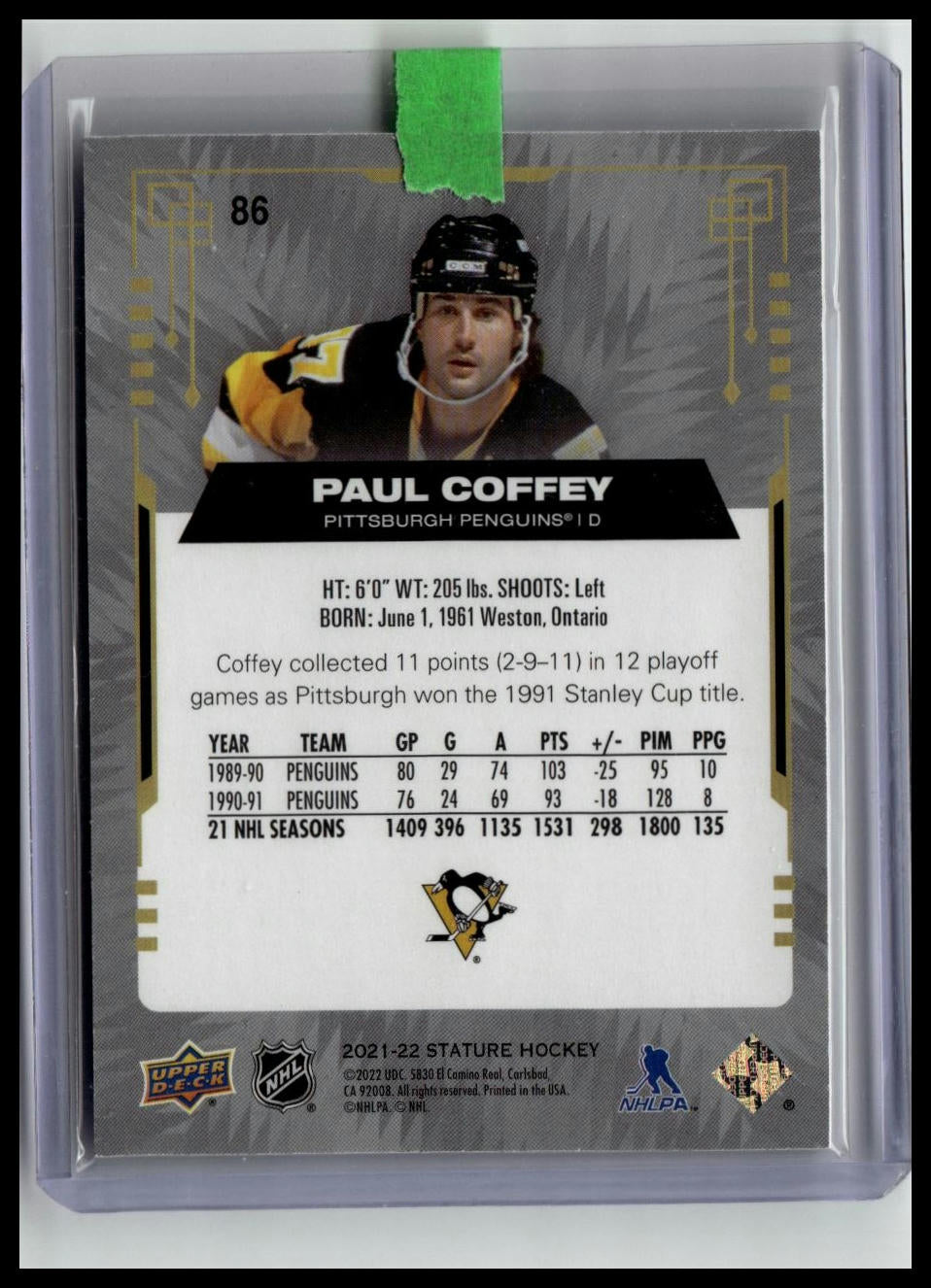 2021-22 Upper Deck Stature #86 Paul Coffey Green #/149