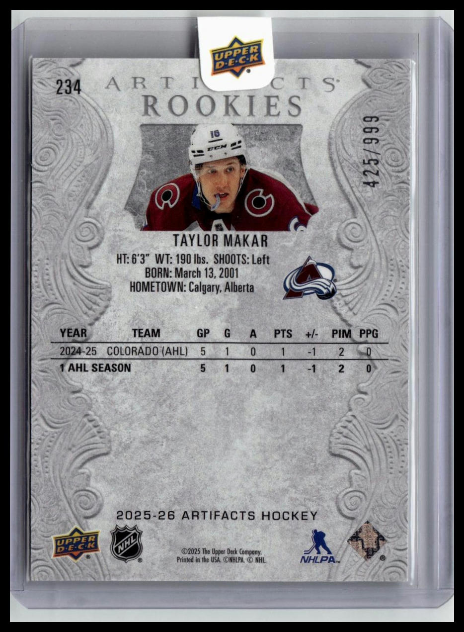 2025-26 Upper Deck Artifacts #234 Taylor Makar #/999