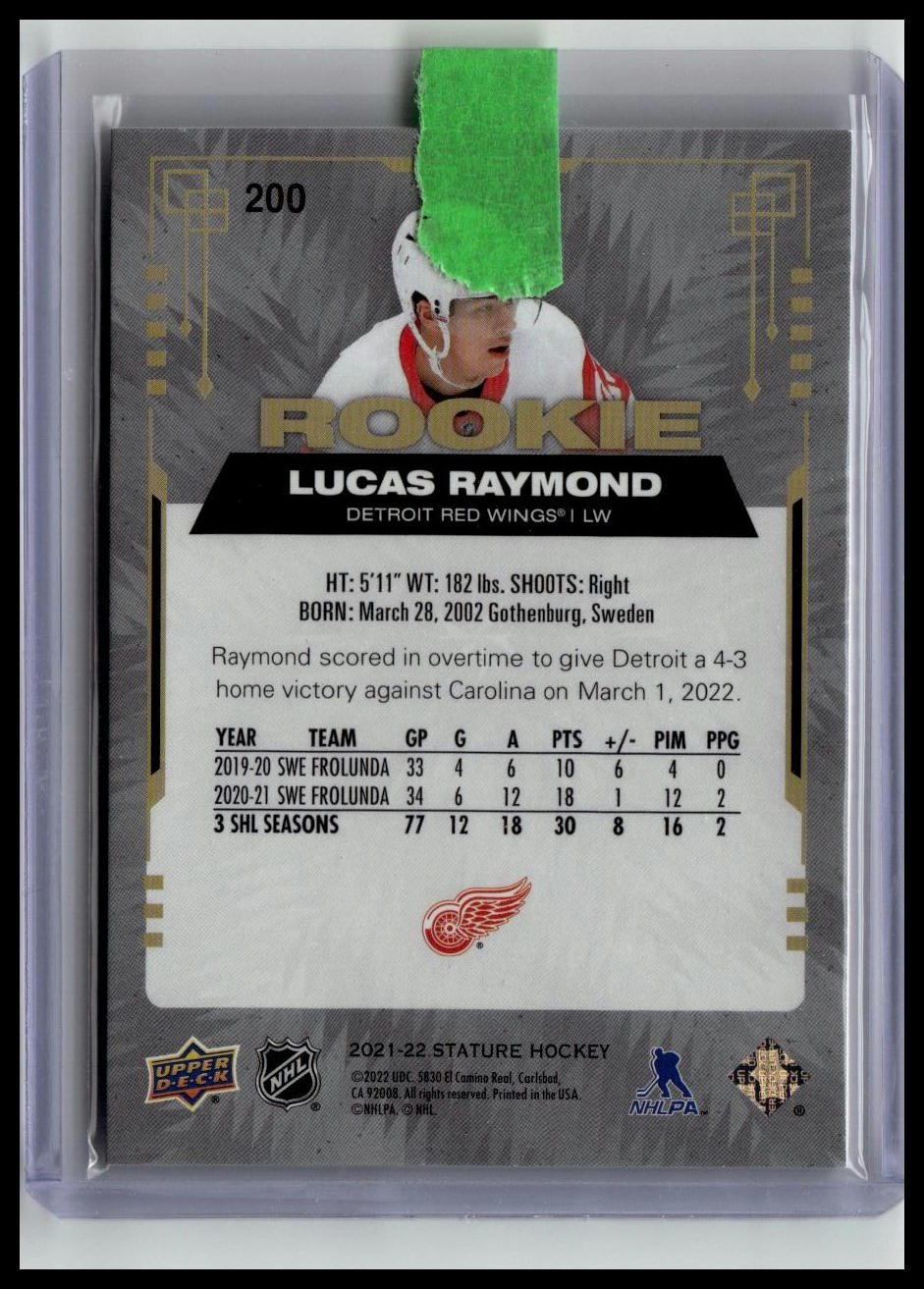2021-22 Upper Deck Stature #200 Lucas Raymond Photo Variant Green #/66