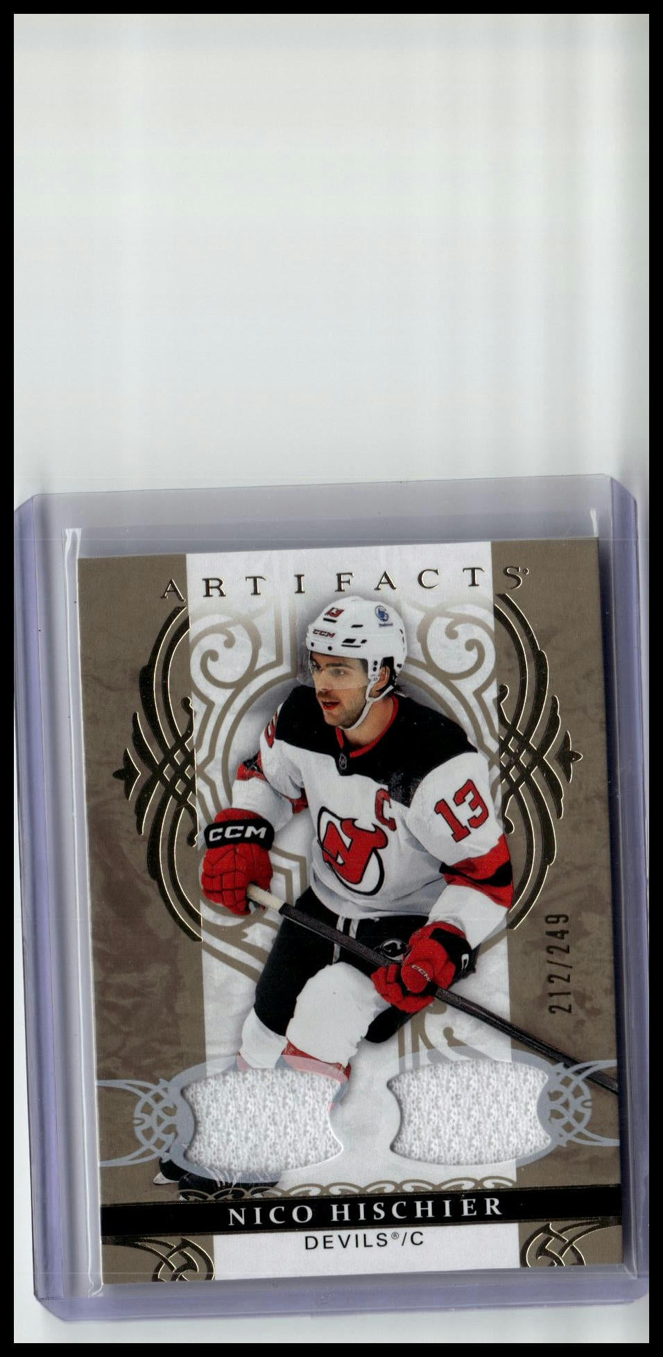2026-27 Upper Deck Artifacts #18 Nico Hischier Materials Gold #/249