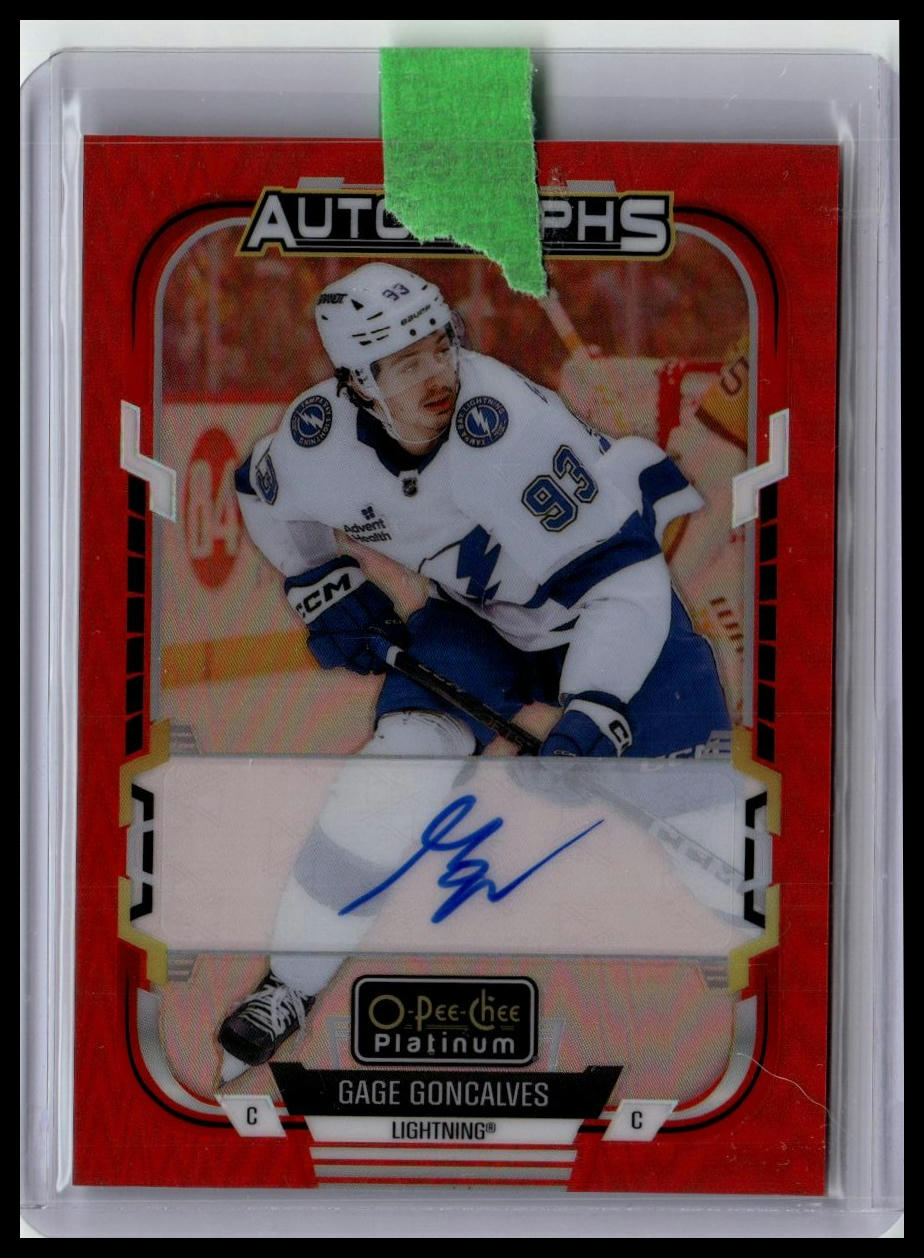 2025-26 O-Pee-Chee Platinum #RA-GG Gage Goncalves Red Rainbow Autos