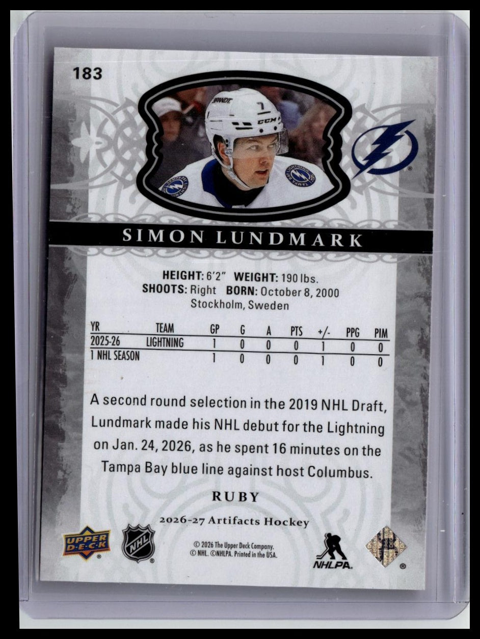 2026-27 Upper Deck Artifacts #183 Simon Lundmark Ruby #/499