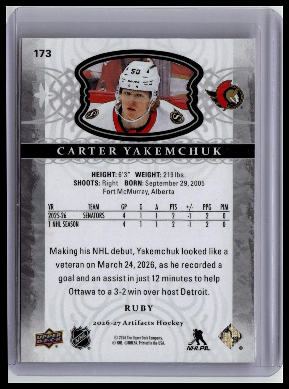 2026-27 Upper Deck Artifacts #173 Carter Yakemchuk Ruby #/499