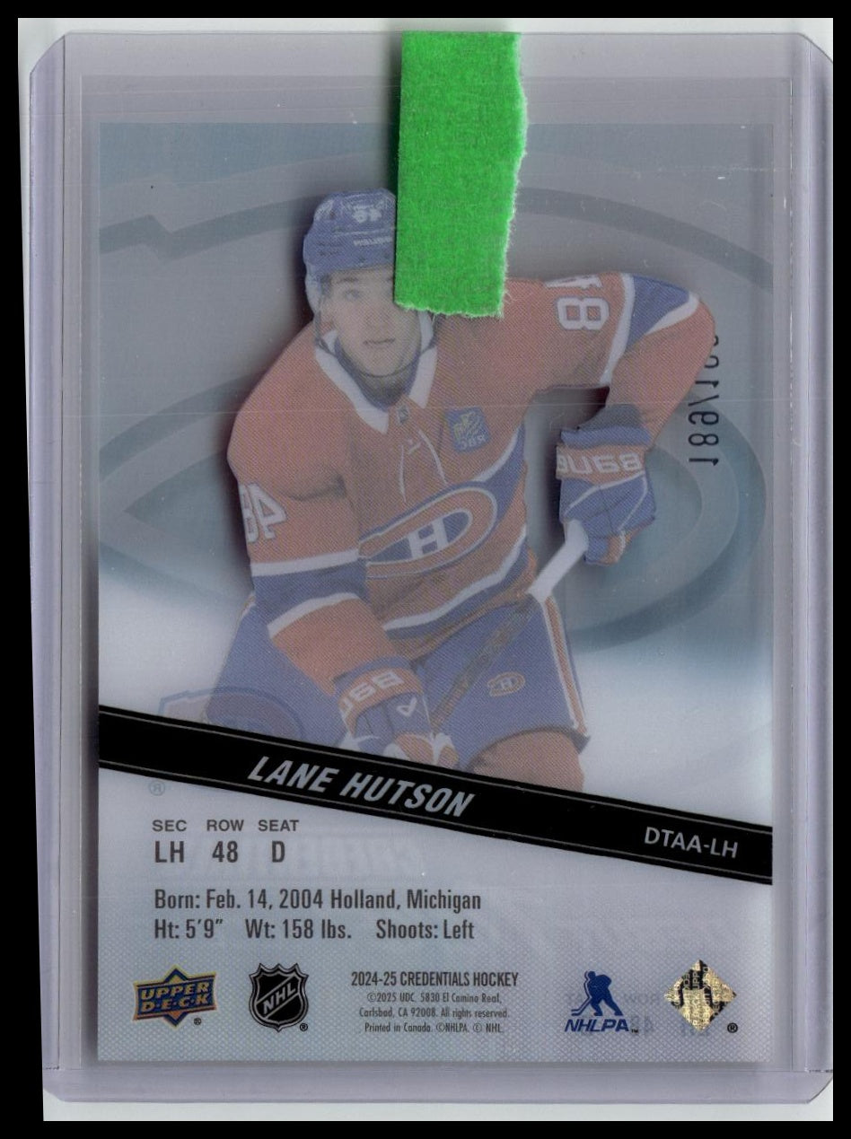 2024-25 Upper Deck Credentials #DTAA-LH Lane Hutson Debut Ticket Access #/199