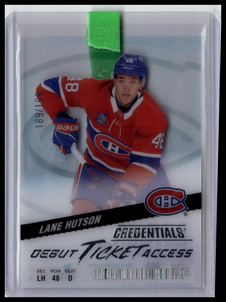 2024-25 Upper Deck Credentials #DTAA-LH Lane Hutson Debut Ticket Access #/199