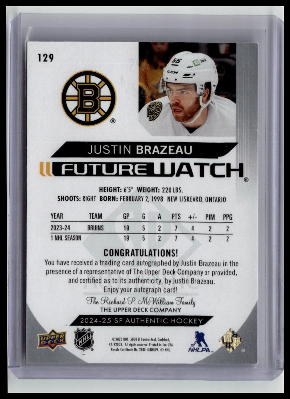 2024-25 SP Authentic #129 Justin Brazeau #/999