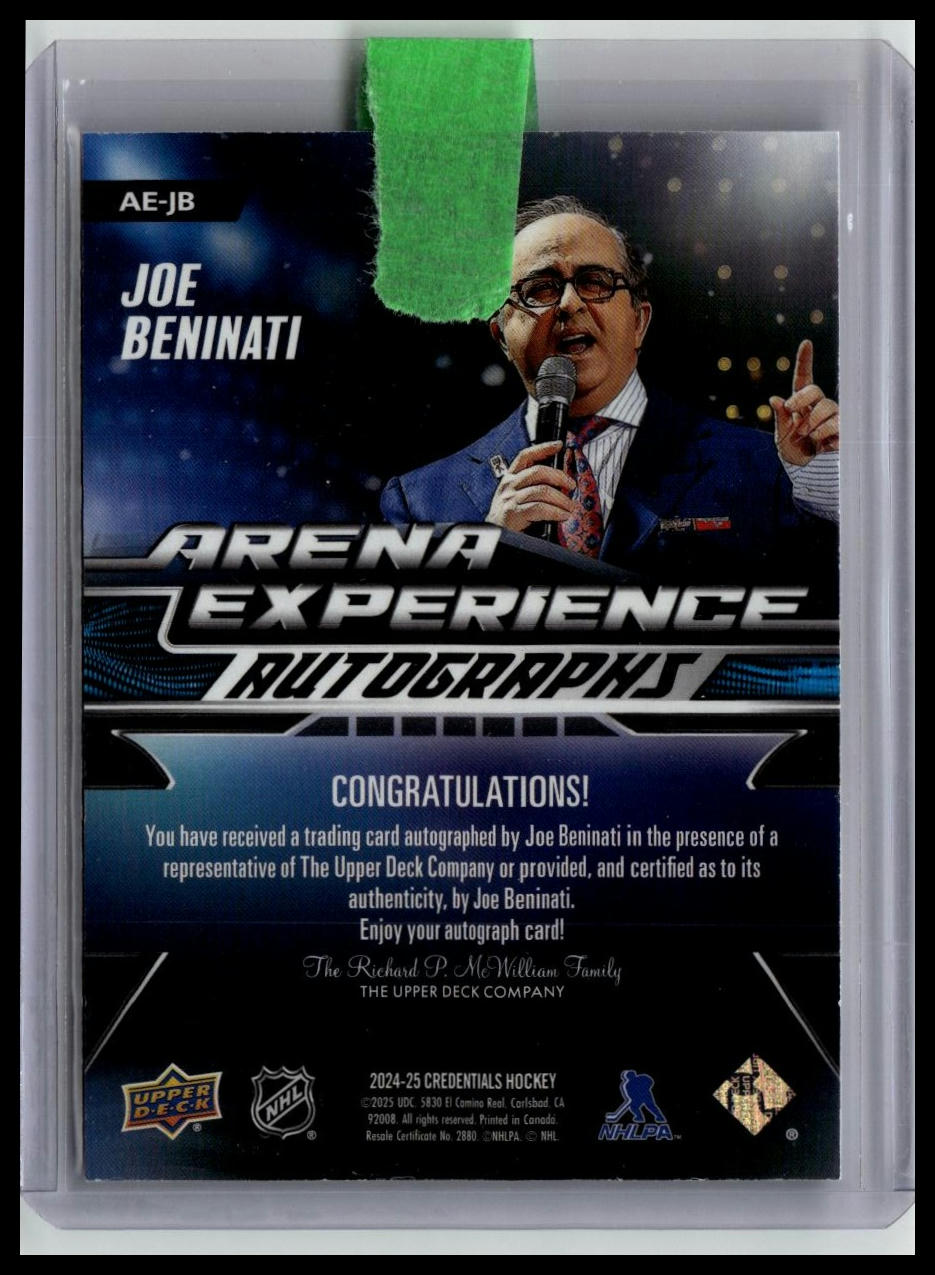 2024-25 Upper Deck Credentials #AE-JB Joe Beninati Arena Experience Autographs