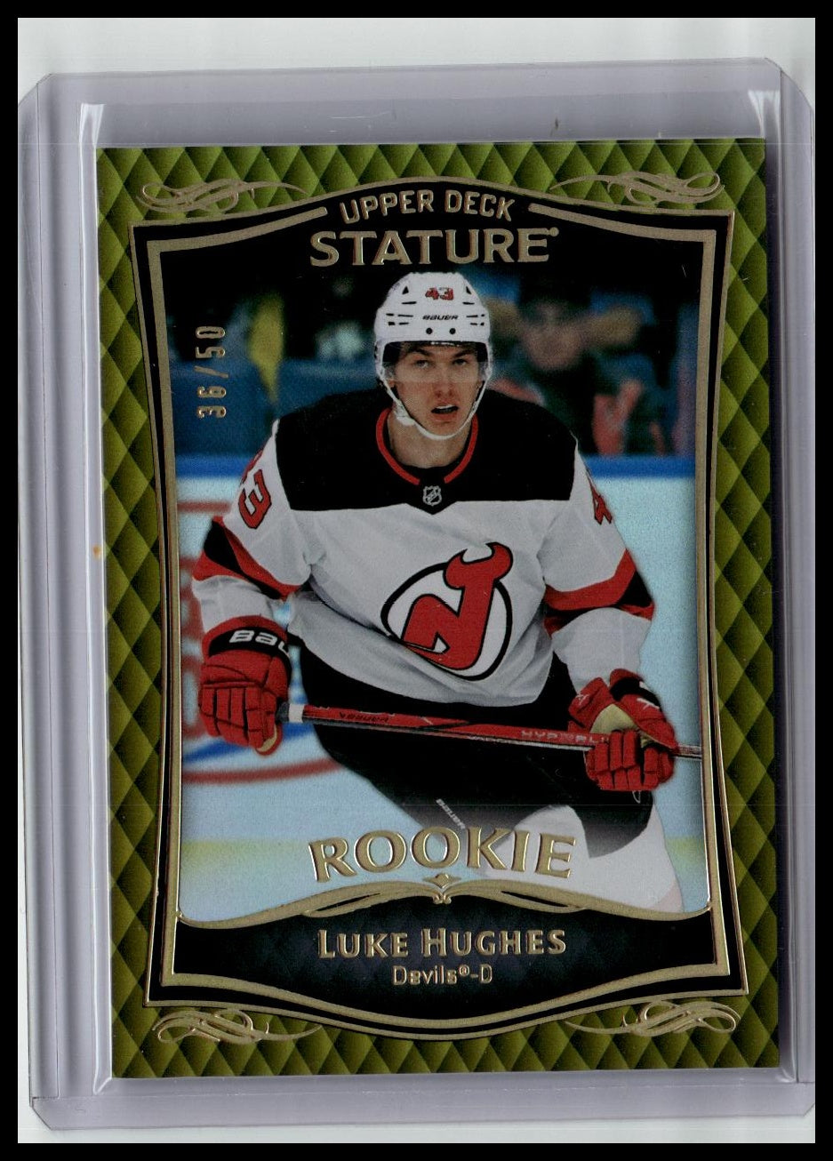 2024-25 Upper Deck Stature #34 Luke Hughes 2023-24 Upper Deck Stature Gold #/50