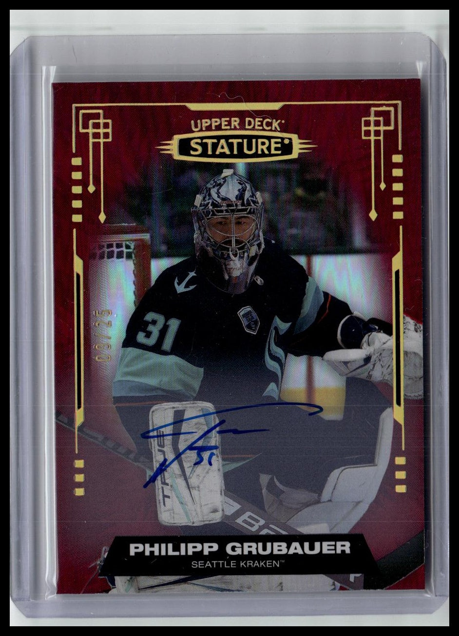 2021-22 Upper Deck Stature #91 Philipp Grubauer Autographs Red #/25
