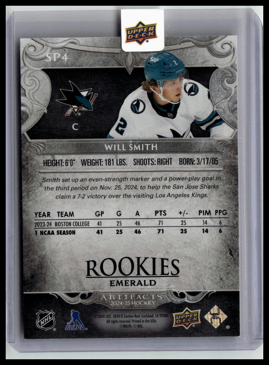 2024-25 UD Artifacts Will Smith Horizontal Photo Variant Rookie Redemp #/25
