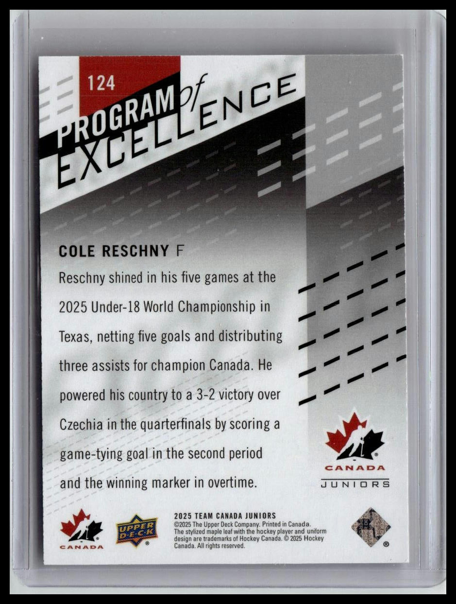 2025 Upper Deck Team Canada Juniors #124 Cole Reschny UD Exclusives #/100
