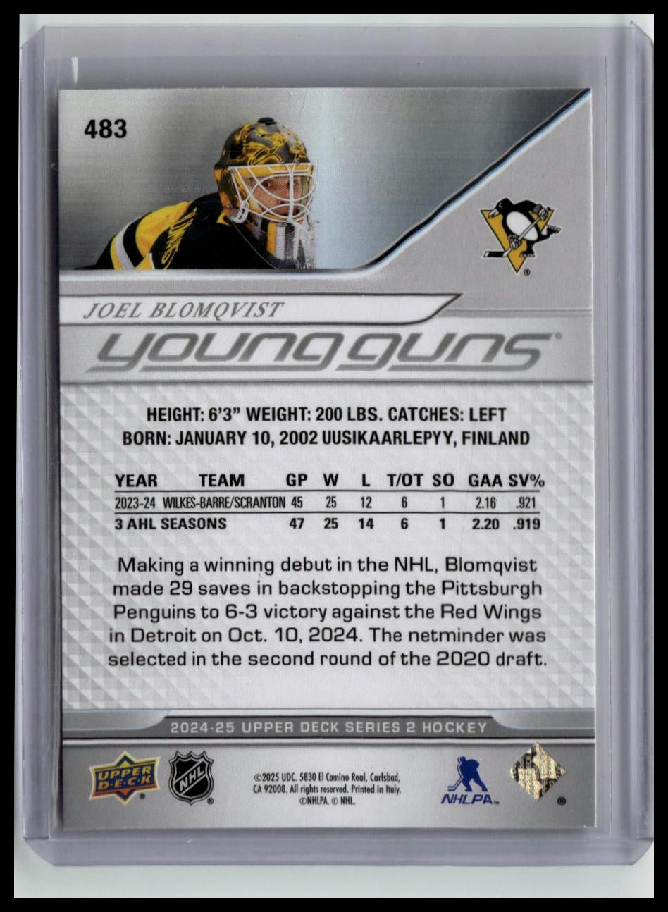 2024-25 Upper Deck #483 Joel Blomqvist Young Guns Exclusives /100