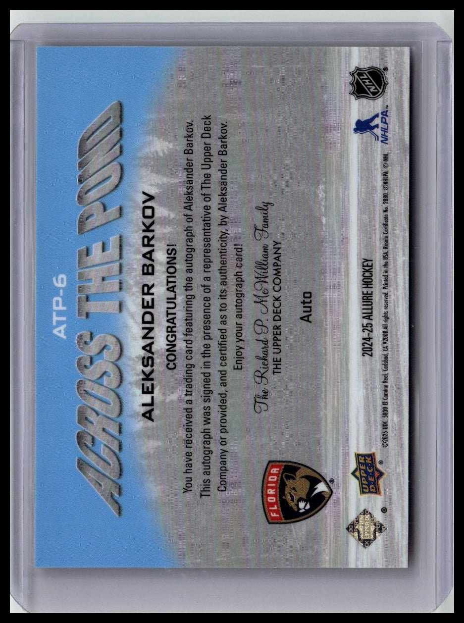 2024-25 Upper Deck Allure #ATP-6 Aleksander Barkov Across the Pond Autographs