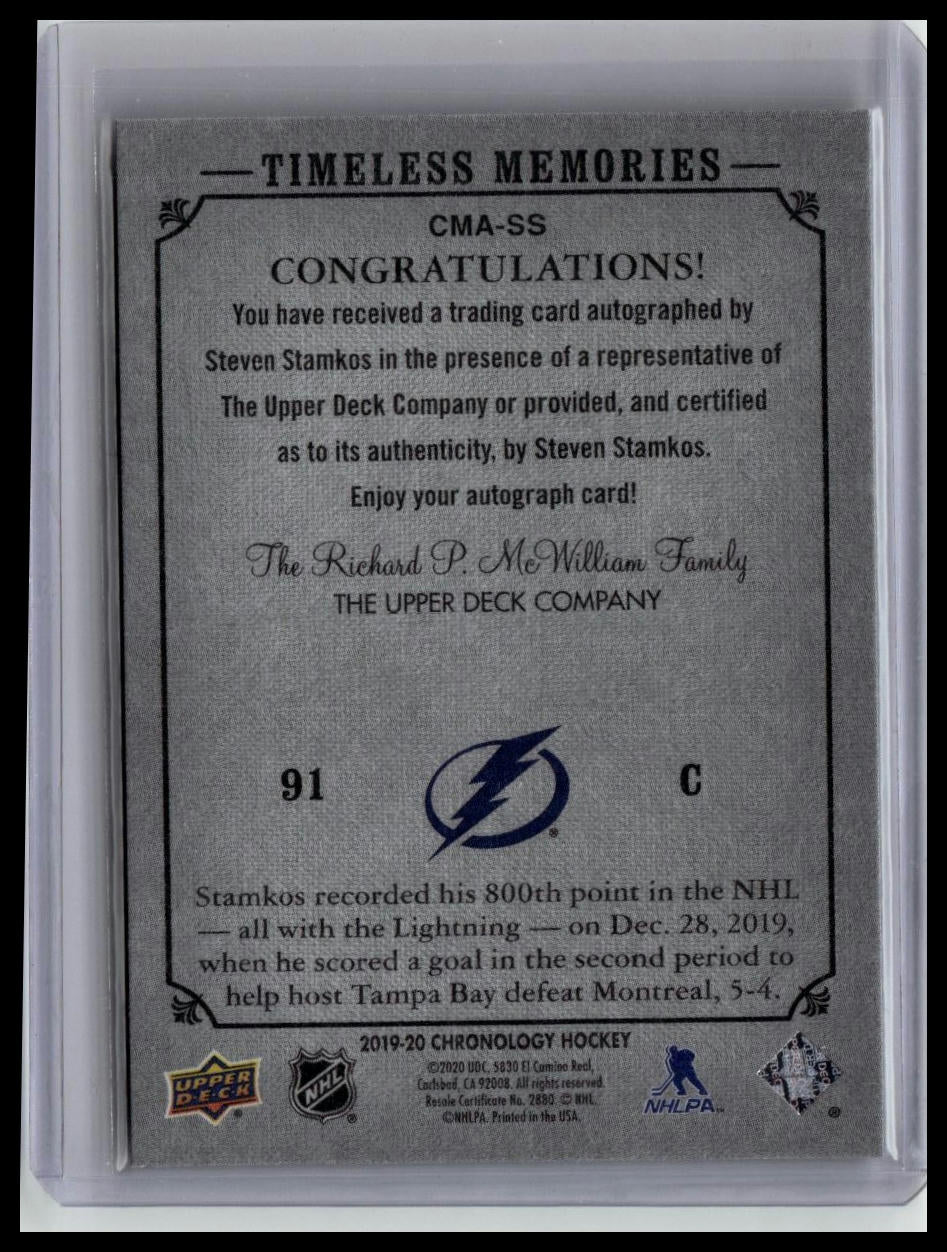2019-20 Steven Stamkos Chronolgy Timeless Memories Auto SP