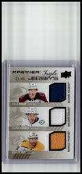 2024-25 UD Premier #PT-MHJ Makar / Hughes / Josi Premier Triple Jersey #/49